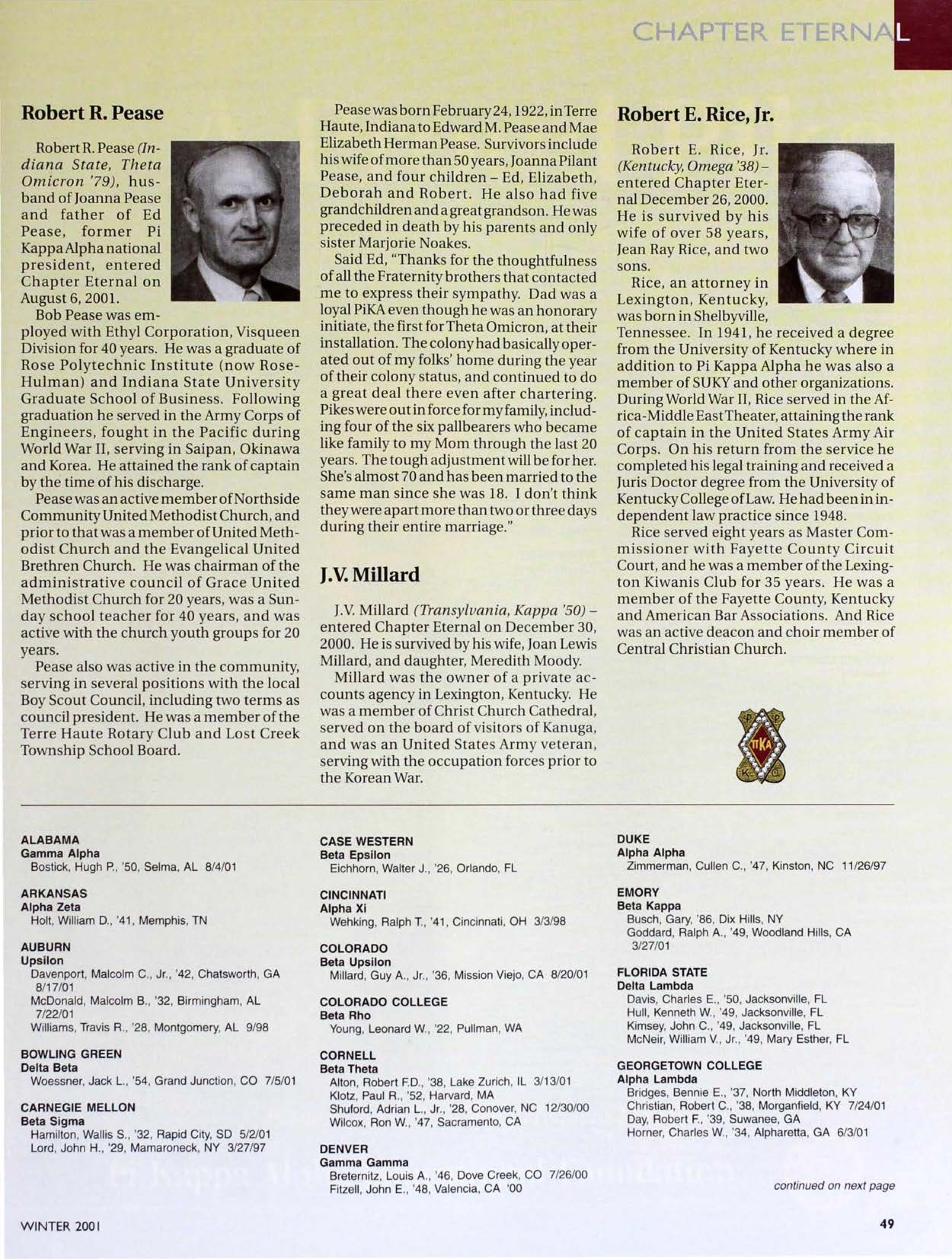 Chapter Eternal, Winter 2001